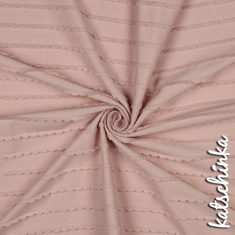 Jersey mit Rüschen Puder 004 | Meterware Strukturjersey